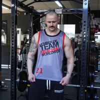 Brachial Tank Top "TEAM" grey/red