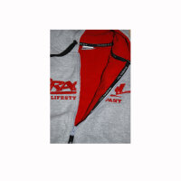 Brachial Zip-Hoody "Crew" graumeliert/rot S