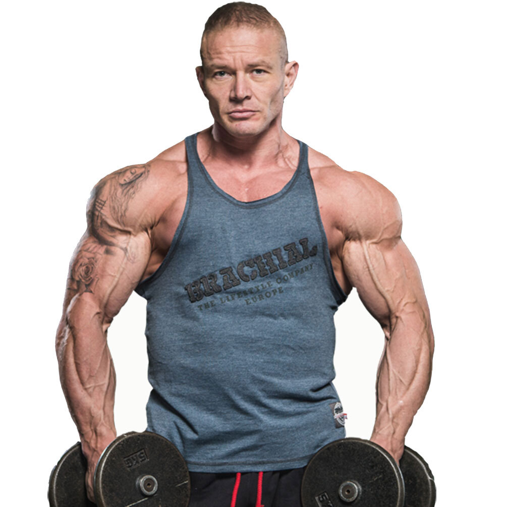 Brachial Herren Tank-Top Cool UVP 29,95 Dunkelblaumeliert Fitness Bodybuilding 