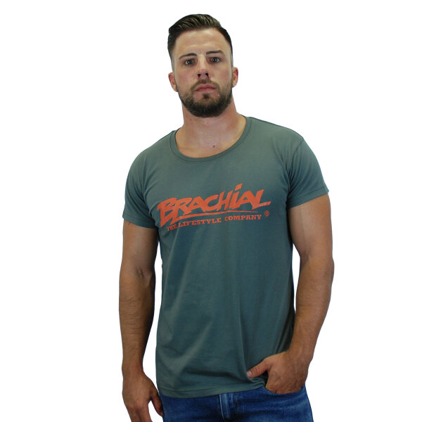 Brachial T-Shirt "Sign" dunkelgrau/orange S