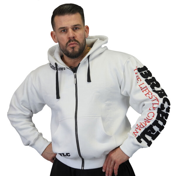 Brachial Zip-Hoody "Gym" weiß/schwarz M