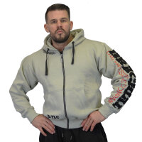 Brachial Zip-Hoody "Gym" hellgrau/schwarz