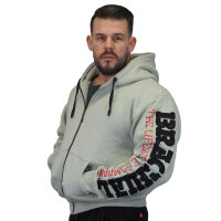 Brachial Zip-Hoody "Gym" hellgrau/schwarz