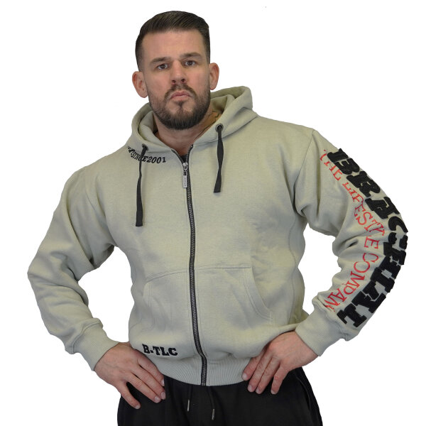 Brachial Zip-Hoody "Gym" hellgrau/schwarz S