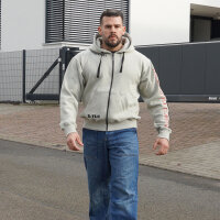 Brachial Zip-Hoody "Gym" hellgrau/schwarz S