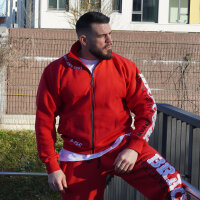 Brachial Zip-Sweater "Gym" rot/weiß