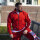 Brachial Zip-Sweater "Gym" rot/weiß
