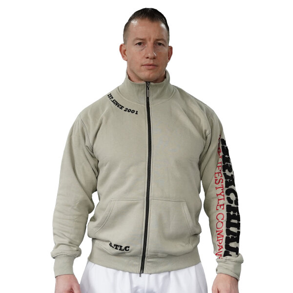 Brachial Zip-Sweater "Gym" hellgrau/schwarz