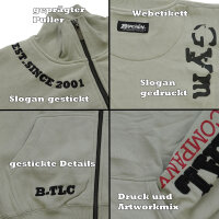 Brachial Zip-Sweater "Gym" lightgrey/black